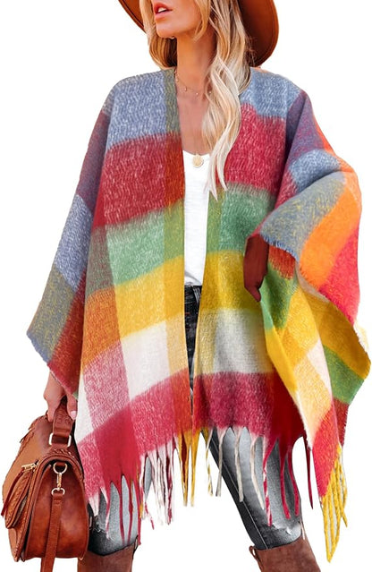 Breezy Lane Women's Shawl Wraps Warm Poncho Ruana Wrap Cardigan