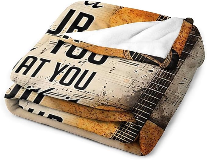Guitar Music Throw Blanket for Girls, Women, Men, Kids, Adults - Soft Warm Cozy Fleece for Couch, Sofa, Bed 60"x80"