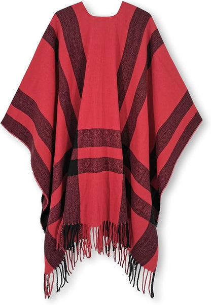 Moss Rose Women's Travel Plaid Shawl Wrap Open Front Poncho Cape for Fall Winter