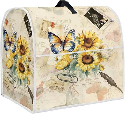 Sunflower Butterfly Stand Mixer Cover Compatible with 6-8 Quart Kitchen Aid Mixer, Washable Dustproof Covers Fit All Tilt Head & Bowl Lift Models Mixers, Easy to Clean
