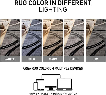 Rugshop Wavy Circles Design Area Rug, Non-Shedding Carpet for Living Room, Dining Room, or Bedroom,Grand Room,Open Spaces Gray, 10' x 14'