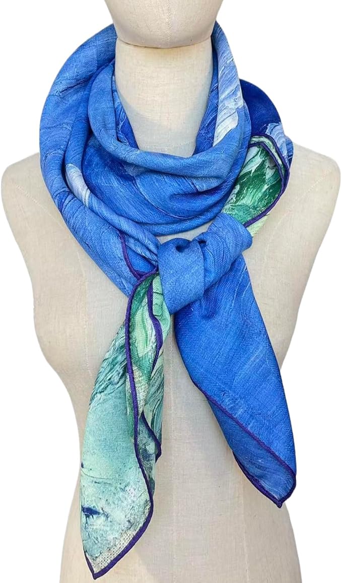 Artist Oil Painting Wraps 51"x51" Cashmere-Soft Art Pashmina Luxury Rolled Hem Women Large Travel Blanket Shawl