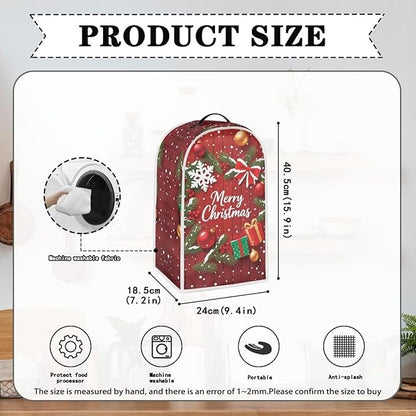 Merry Christmas Blender Cover Dust Cover for Kitchen Washable Food Processor Dust Covers with Handle Easy to Install Protection Covers for Stand Mixer Juice Machine Gift for Christmas