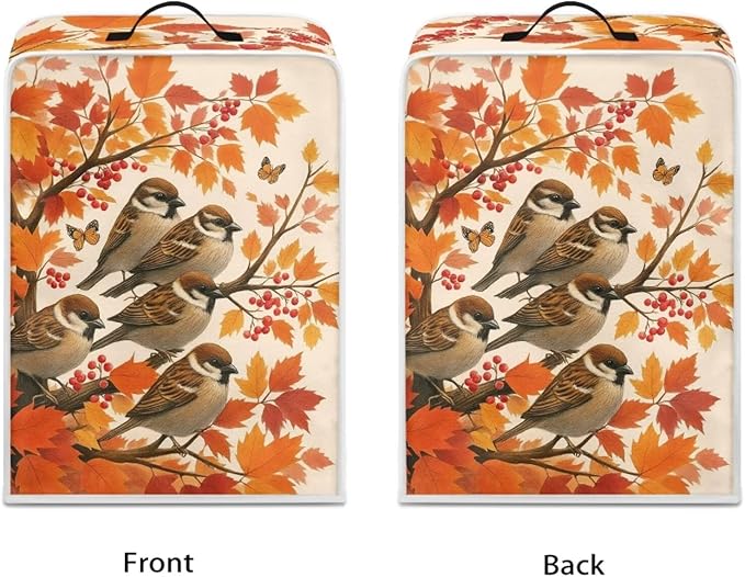 Coffee Maker Cover with Handle Maple Cardinal Dust Protection Washable Foldable Christmas Appliance Cover