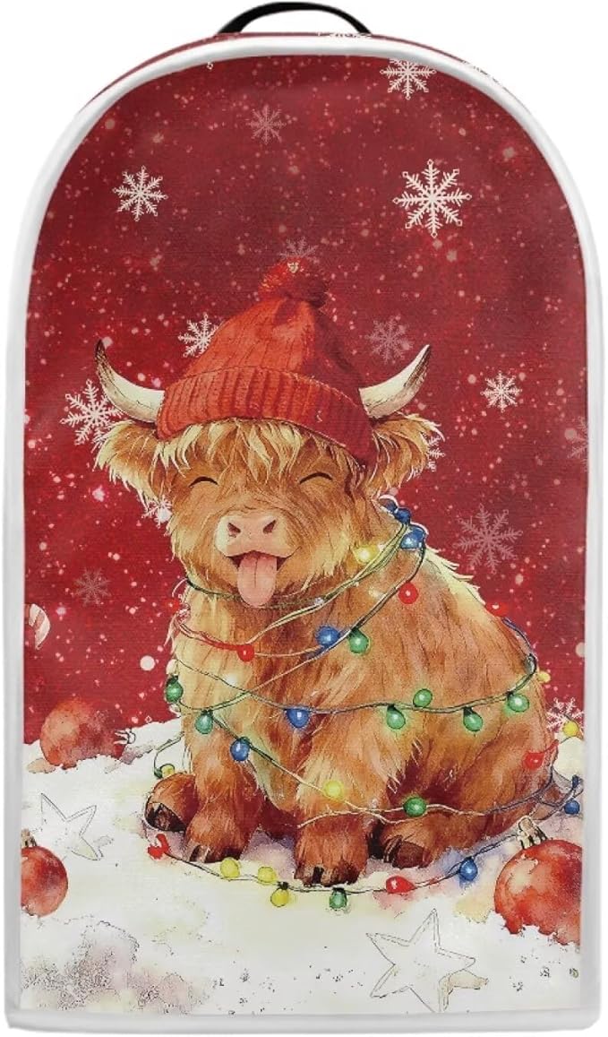 Christmas Blender Cover Dust Cover for Kitchen Highland Cow Food Processor Dust Covers with Handle Easy to Install Protection Covers for Stand Mixer Juice Machine Christmas Decor