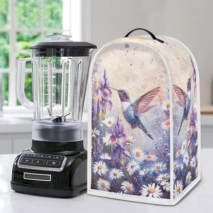 Talayituse Hummingbird Daisy Lavender Print Blender Dust Cover, Fingerprint Protection Cover for Stand Mixer or Coffee Machine, Home Kitchen Appliance Covers for Stain Dust Resistant Supplies
