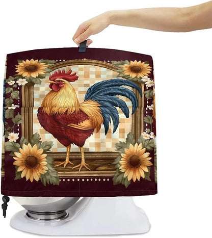 Rooster Sunflower Mixer Covers Washable Stand Mixer Dust Covers Fit Kitchen Aid Mixer 4.5-8 Quart Mixer Home Kitchen Decor Appliance Covers Red Yellow