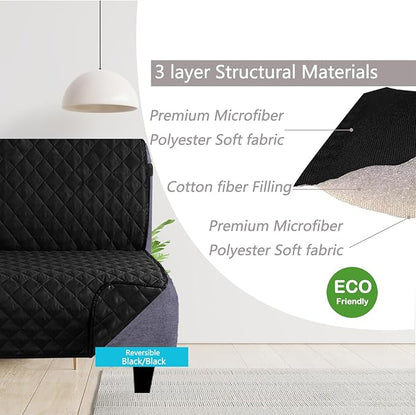 U-NICE HOME Futon Sofa Covers Reversible Sofa Slipcover Armless Cover Furniture Protector Couch Cover Water Resistant (Futon, Black/Black)