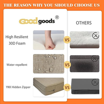 Goodgoods 24x28 inch Outdoor/Indoor Deep Seat Cushions Set of 2 Deep Seat Bottom Resilient Foam Filling Water Repellent Stain-Resistant UV Resistant Weather Resistant Patio Furniture Toffee