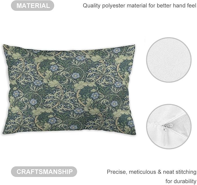Vintage Victorian Classic Floral William Morris Throw Pillow Covers 12x20 Inch Aesthetic Pillow Velvet Decorative Pillowcase Home Decor Living Room Cushion Case for Bed Sofa Couch