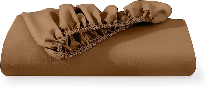 Fitted Bottom Sheet King Size - Premium 1800 Microfiber - Ultra-Soft Hotel Luxury - Deep Pocket - Durable and Long Lasting - Fitted Sheet (King, Caramel)