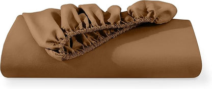 Fitted Bottom Sheet King Size - Premium 1800 Microfiber - Ultra-Soft Hotel Luxury - Deep Pocket - Durable and Long Lasting - Fitted Sheet (King, Caramel)