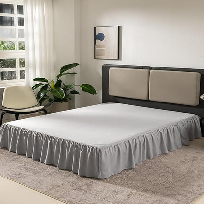 Light Grey Bed Skirt Full Size Ruffled Bed Skirt with Split Corners, Full Bed Skirt 16 Inch Drop, Full Size Bed Skirt Black for Ruffled Bed Skirt with Split Corners, Bed Skirt Full Size