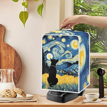 Coffee Maker Covers With Top Handle Folding Coffee Machine Dust Covers For Blender Mixer Juice Machine Keep Office Home Kitchen Clean Starry Night Dog Pattern