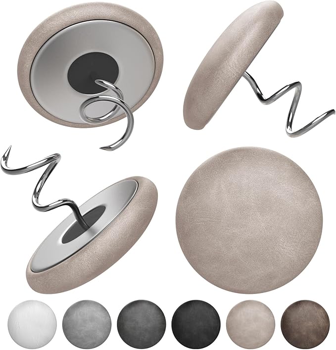 Leather Upholstery Twist Pins for Bed Skirts – 12 Pack Fabric Holders and Tacks for Sofa Covers, Armchairs, and DIY Sewing – Elegant Screw Design Upholstery Accessories (12, Light Brown)