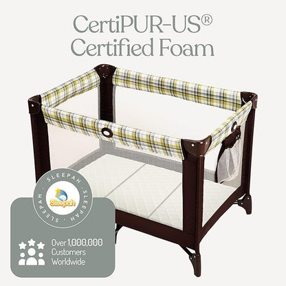 Sleepah Pack and Play Mattress Waterproof & Washable Cover Foldable Tri-Fold Pad 38 x 26 x 1.5 Pad for Babies and Toddlers Play Yards Mattresses Fits Most Playpens