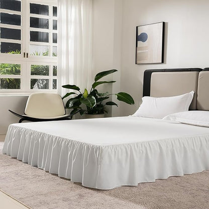 Ivory Bed Skirt King Size Ruffled Bed Skirt with Split Corners, King Bed Skirt 14 Inch Drop, King Size Bed Skirt Ivory for Ruffled Bed Skirt with Split Corners, Bed Skirt King Size