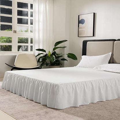 TSUTOMI Bed Skirt Queen Size Ruffled Bed Skirt with Split Corners, 18 Inch Drop Dust Ruffle Bed Skirts with Platform, Gathered Style, 100% Microfiber, Ivory