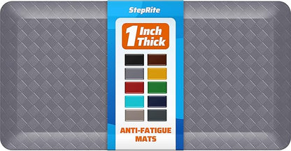 StepRite 1” Thick Kitchen Mats for Floor, Anti Fatigue Kitchen Rugs, Non-Slip,Heavy Duty Waterproof Kitchen Rug, Standing Desk Mat for Home, Kitchen, Office(Grey)