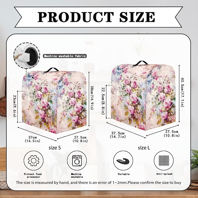 Retro Rose Print Mixer Covers Kitchen Small Appliance Dust Cover Compatible with 4.5-5 Quart Mixer Universal Size Colorful