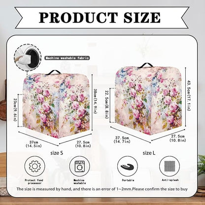 Retro Rose Print Mixer Covers Kitchen Small Appliance Dust Cover Compatible with 4.5-5 Quart Mixer Universal Size Colorful