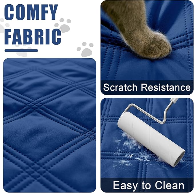Smiry Waterproof Dog Bed Cover Blanket 52x82, Soft Reversible Pet Blanket, Washable Leakproof Cats Dogs Couch Cover for Sofa, Couch, Furniture, Lattice, Navy/Blue