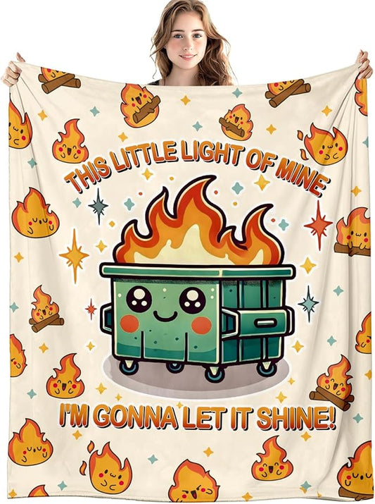 Dumpster Fire Funny Blanket, This Little Light of Mine Funny Throw Blankets for Office Home Bedroom Couch Decor, Dumpster Fire Gifts, Sarcastic Gifts for Coworkers Women Men, 50x60 Inch