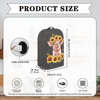 Pig Sunflower Pattern Blender Dust Cover, Drawstring Stand Mixer or Coffee Maker Appliance Covers, Anti Fingerprint Dust Proof Stain Resistant Blender Covers for Home Kitchen Decor