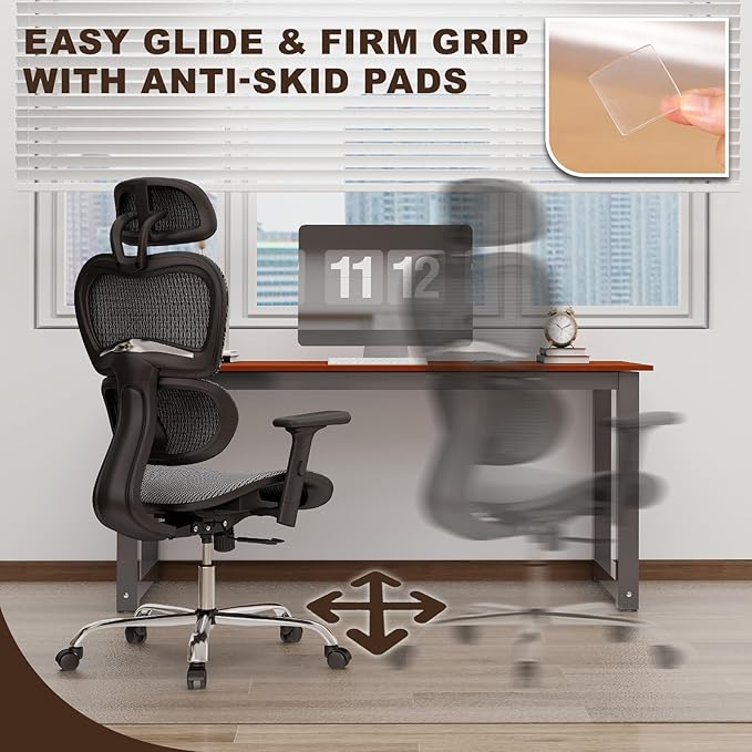 Upgraded 2mm Thick Clear Office Chair Mat, 59"x75" No Slip Vinyl Desk Chair Mat for Hard Floors, Heavy-Duty PVC Computer Floor Mat, Waterproof Rolling Chair Floor Protector for Home Office
