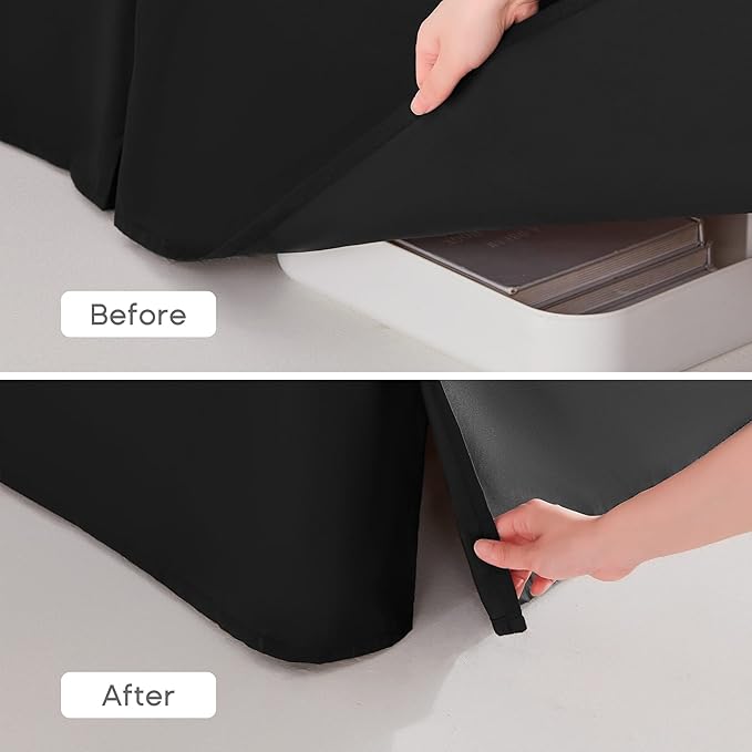 SONIVE Twin Bed Skirt,15" Drop Pleated Dust Ruffle,Classic Tailored Easy Fit Brushed Microfiber Skirts Hotel Quality Shrinkage & Fade Resistant Black