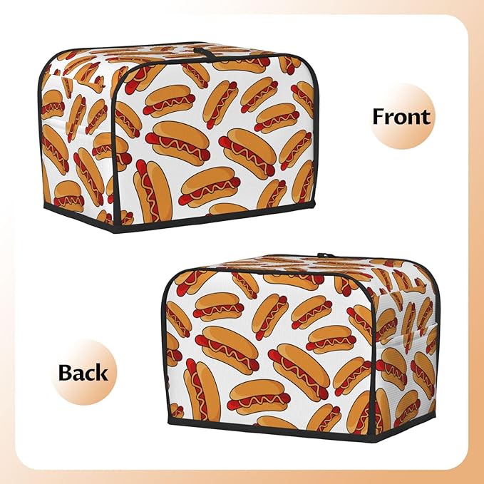 Fun Hot Dog Food 2 Slice Toaster Cover, Waterproof Toaster Dust Cover Bread Maker Protective For Small Kitchen Appliance Dining Room Home Table Decor Gifts
