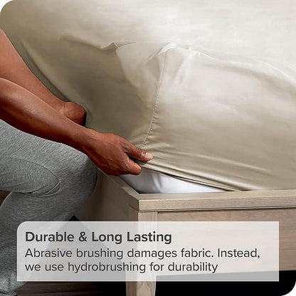 Bare Home 2-Pack Fitted Bottom Sheets Split King - Premium 1800 Ultra-Soft Microfiber - Deep Pocket - 4 Twin XL Fitted Sheets (Split King, Sand)