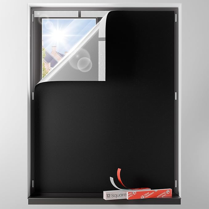 Sumobaby Blackout Curtains for Bedroom Portable 56"x64",No Drill Blackout Shades with Upgraded Hook&Loop Tapes,100% Black Out Window Cover,Thermal Insulated Blinds for Bedroom,Nursery(1 Panel,Black)