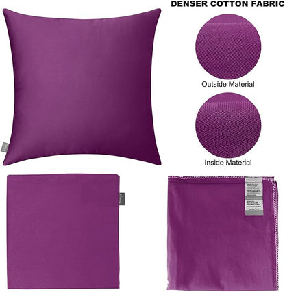 4-Pack 100% Cotton Comfortable Solid Decorative Throw Pillow Case,Thmyo Square Cushion Cover Pillowcase Sublimation Blank Pillow Covers DIY Throw Pillowcase(18x18 inch/ 45x45cm,Dark Reddish Purple)