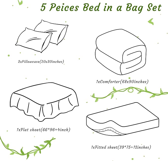 NTBAY Twin Comforter Set with Sheets, 5 Pieces Soft and Breathable Twin Bedding Set, Twin Bed in a Bag, Down Alternative Comforter Set Solid Color All Season, Kids Bedding Set, Yellow