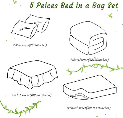 NTBAY Twin Comforter Set with Sheets, 5 Pieces Soft and Breathable Bedding Set, Twin Bed in a Bag, Down Alternative Comforter Set Solid Color All Season, Kids Bedding Set, Aqua
