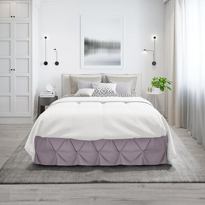 Nestl Dusty Purple Bed Skirt Twin Size, Pinch Pleat Twin Bed Skirt, 14" Inch Drop Twin Bedskirt, Hotel Quality Dusty Purple Bed Skirts, Microfiber Bedskirt for Twin Bed, Dusty Purple Twin Bed Skirt