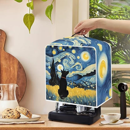 Coffee Maker Covers With Top Handle Folding Coffee Machine Dust Covers For Blender Mixer Juice Machine Keep Office Home Kitchen Clean Starry Night Dog Pattern