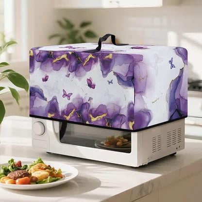 Microwave Oven Dust Cover, Marble Heat-Resistant Waterproof Polyester Fabric Protection for Toaster Oven Air Fryer Dust Cover for Microwaves Ovens Machine Washable