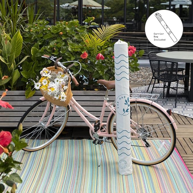 Fab Habitat Ombre Outdoor Rug - Waterproof, Fade Resistant, Crease-Free - Premium Recycled Plastic - Striped - Patio, Porch, Deck, Balcony - Big Sur - Green - 8 x 10 ft