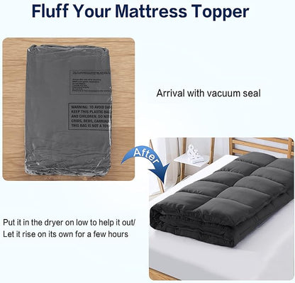 SOPAT Mattress Topper Cal King Size Extra Thick Mattress Pad 8-21" Deep Pocket Soft Down Alternative Fill Mattress Protector Pillow Top Mattress Cover (72x84 Inches, Dark Grey)