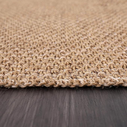 Easy Jute Rug 9x12 Indoor Outdoor Natural Rugs Solid Fiber Rug Woven Area Rug Boho Easy Clean Inside Carpet for Living Room Bedroom Dining Room Hallway or Outdoor Patio Porch (9 X 12 Natural)