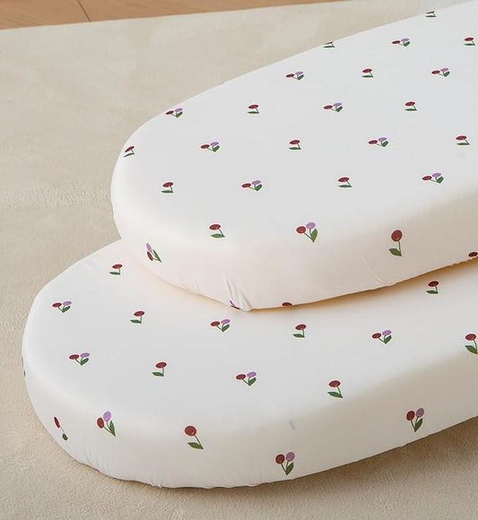 SDY Jersey Cherry Bassinet Sheets for Baby Girls,32 "x 16 "x 4", 2 Pack,Pink Cute Kawaii Standard Oval/Retangle Fitted Bassinet Sheets for Toddler,Super Soft Breathable