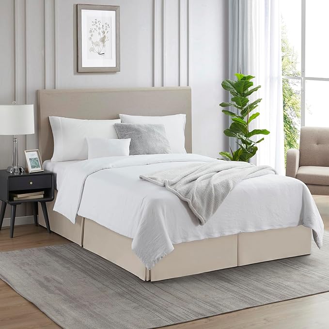 Nestl Linen Bed Skirt King Size - King Bed Skirt 14 Inch Drop - Brushed Microfiber Bed Skirts - Hotel Quality Pleated Bed Skirt - Shrinkage & Fade Resistant
