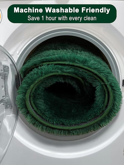ONASAR Dark Green Round Area Rugs 5ft, Fluffy Soft Bedroom Circle Rug for Kids Girls Boys Teen Room, Furry Plush Shaggy Carpet Floor Mat for Baby Nursery Living Room Playroom Dorm Home Decor