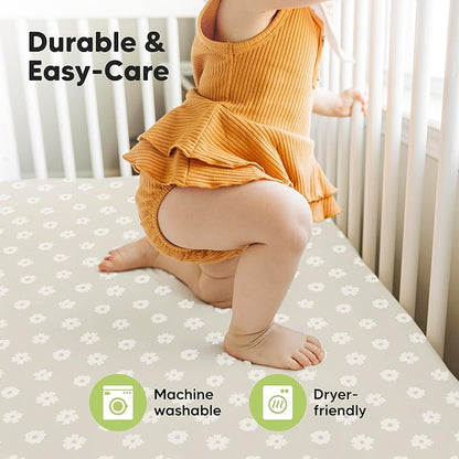 KeaBabies 2-Pack Baby Crib Sheets for Boys, Girls - 52x28 Viscose Derived from Bamboo Toddler Bed Sheets Neutral, Fitted Crib Mattress Cover for Standard Baby Bedding, Soft & Cozy (Meadow)