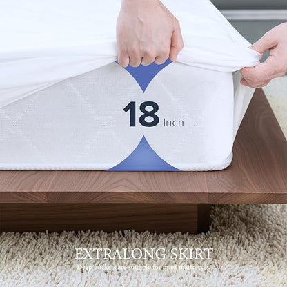 Waterproof Mattress Protector Twin Mattress Pad, Deep Stretchable Pocket Bed Cover, Machine Washable Soft Breathable Noiseless Mattress Protection for Household Guest Bedroom Home Hotel