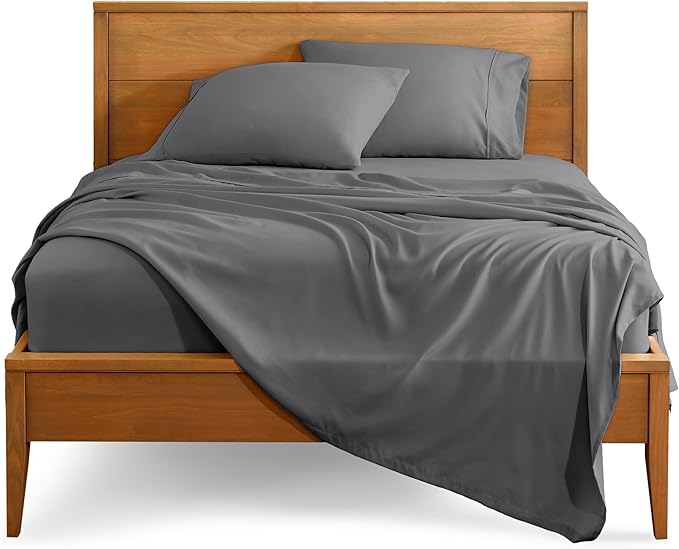 Bare Home Short Queen Sheet Set - 1800 Ultra-Soft Microfiber - Double Brushed - Deep Pockets - Easy Fit - 4 Piece Set - Bed Sheets (Short Queen, Grey)
