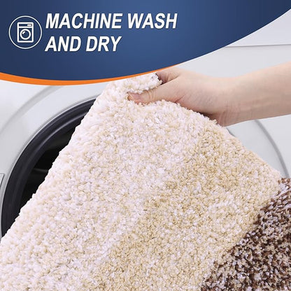 OLANLY Bathroom Rug Mat 24x16, Extra Soft and Absorbent Microfiber Bath Rugs, Non-Slip Plush Shaggy Bath Carpet, Machine Wash Dry, Bath Mats for Bathroom Floor, Tub and Shower, Brown