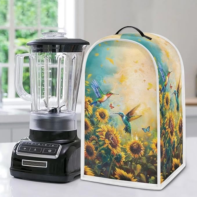Blender Covers for Kitchen, Stand Mixer or Coffee Maker Appliance Dust Covers with Handle for Home Kitchen Decor, Sunflower Birds Print